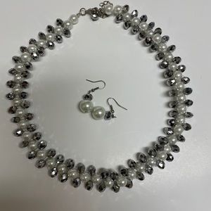 Pearl & Silver Necklace Set